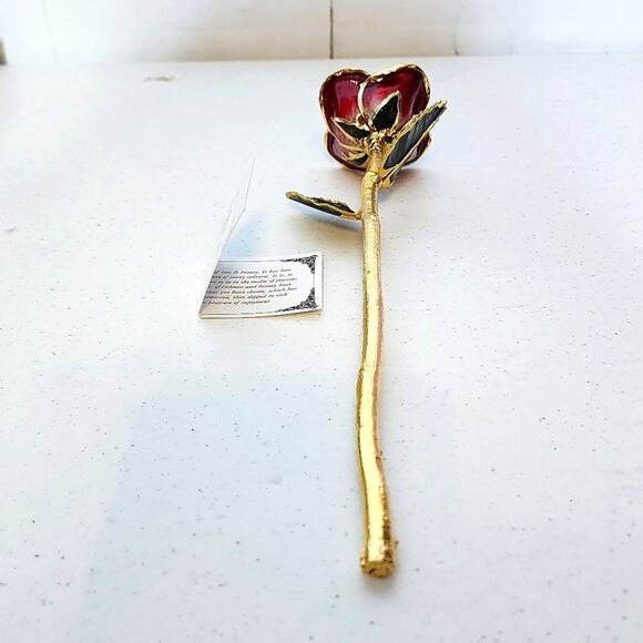 24K Gold Plated Timeless Handcrafted Forever Red Rose - Picture 7 of 11